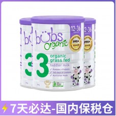 【7天必达】【国内保税仓包邮】Bubs 婴幼儿有机草饲牛奶粉3段 800克x3罐/箱（1-3岁适用）【收件人身份证必须上传】【新疆、西藏、内蒙古、青海、宁夏、海南、甘肃，需加收运费】